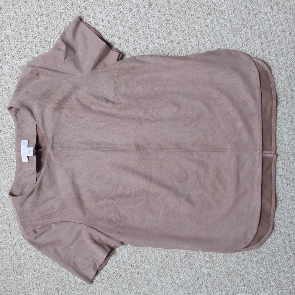 1. State faux suede top, XS, Tan